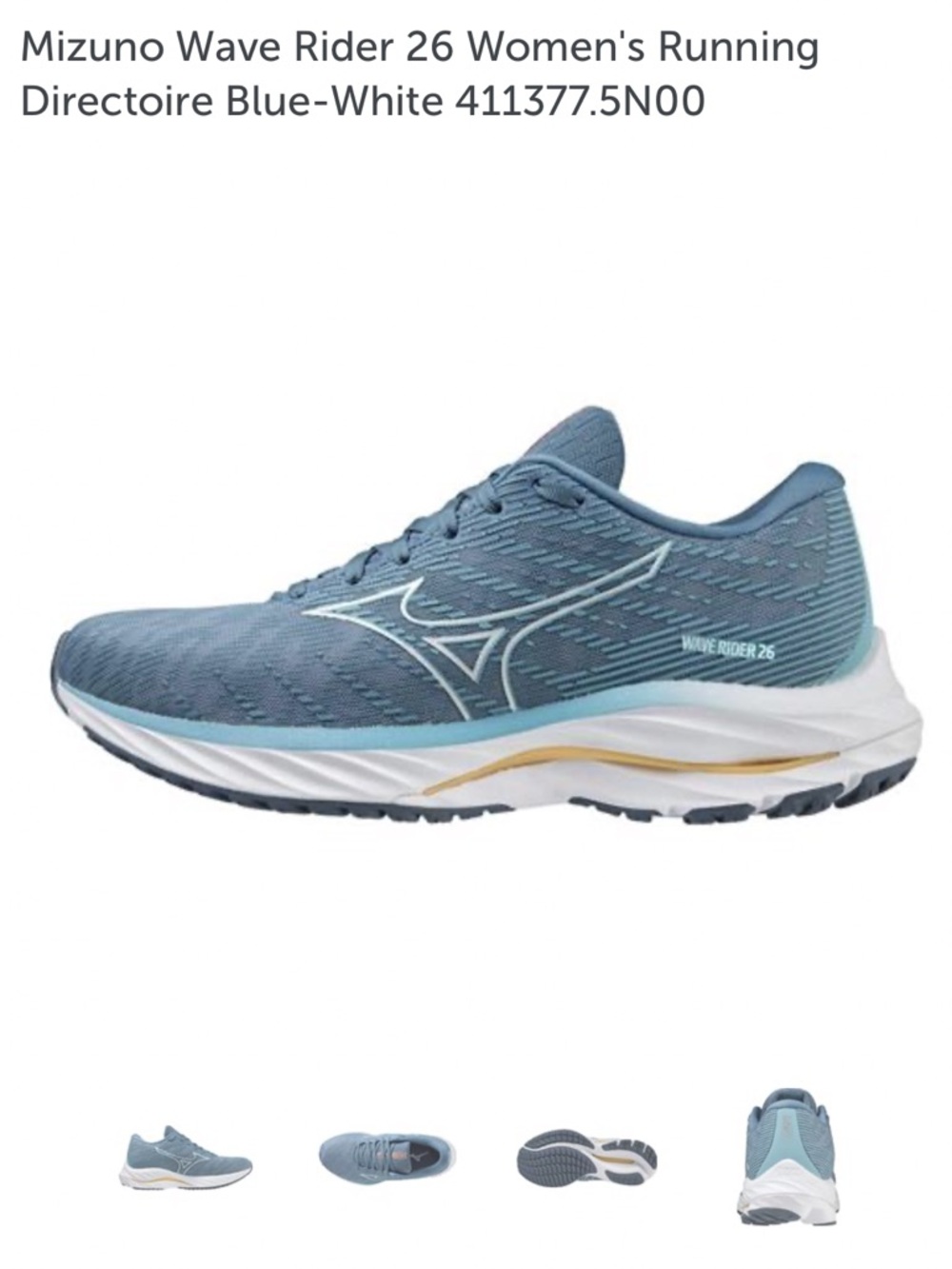 Mizuno Wave Rider 26 Womens Sz 10 411377.5N00 Directoire Blue/Flax Good Shape!